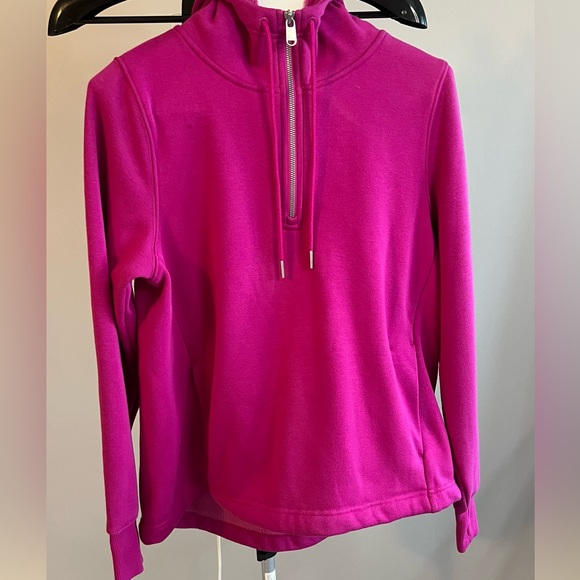 Athleta pull over hoodie previously loved size small color fushia - Picture 2 of 8